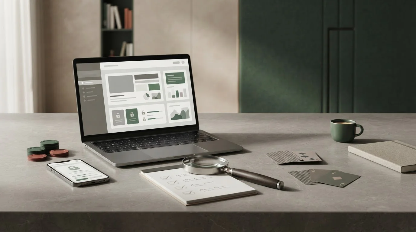 Laptop e smartphone con elementi astratti legati al casino online